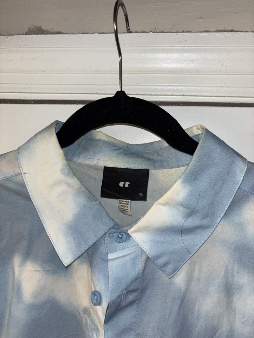 Lazy Oaf Blue Cloud Print Button-Down Shirt - Picture 2 of 3